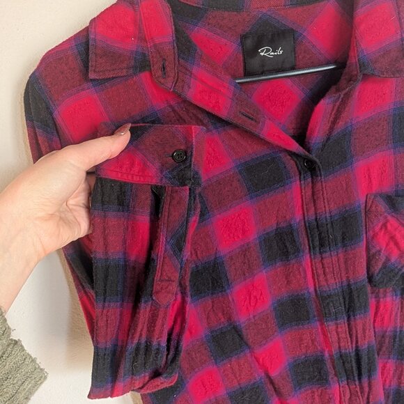 Rails Milo Plaid Flannel in Black and Cherry Violet Size Medium - Picture 5 of 12